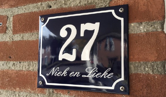 Emaille naambord gebold