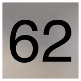 Aluminium huisnummerbord 8 x 8 cm van rvs look gegraveerd en gelakt