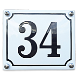 Klassiek huisnummer emaille gebold 12 x 10 cm wit voorraad