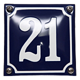 Huisnummerbord van emaille wit extra hoge kwaliteit en gebold 10 x 10 cm