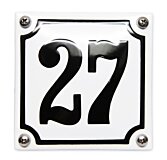Huisnummerbord van emaille wit extra hoge kwaliteit en gebold 10 x 10 cm