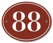 Huisnummerbord klassiek ovaal 15 x 12 cm rood