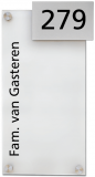 Naambord plexiglas met rvs huisnummerbord