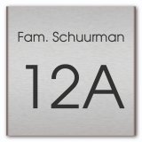 Naambord aluminium design gegraveers 20 x 20 cm