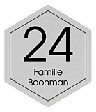 Naambord hexagon 20 x 40 cm aluminum rvs-look