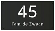 Naambord plexiglas mat zwart 45 x 25 cm 