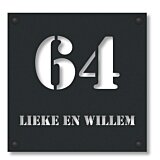 Naambord mat zwart lasergesneden perspex 20 x 20 cm