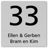 RVS look naambordje 15 x 15 cm voordeur model a