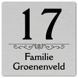 RVS look naambordje 15 x 15 cm voordeur model b