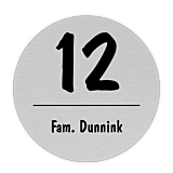 Naambord rond aluminum rvs-look 15 cm