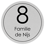 Naambord rond aluminum rvs-look 30 cm