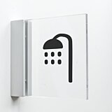 Pictogram Douce van plexiglas met haakse wandhouder