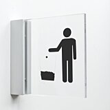 Pictogram Prullenbak van plexiglas met haakse wandhouder