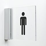 Pictogram WC Heren van plexiglas met haakse wandhouder, luxe design voor binnengebruik