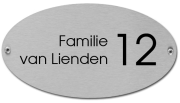 RVS naambord ovaal 20 x 12 cm gegraveerd