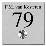 RVS naamplaat met deurbel onder 10 x 10 cm