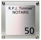 Naambord plexiglas met rvs naamplaat 20 x 20 cm