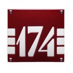 Emaille huisnummerbord rood ARTDECO 15 x 14 cm