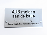Baliebordje wit met eigen tekst 20 x 10 cm