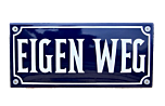 Tekstbord Eigen weg van emaille blauw 22 x 10 cm