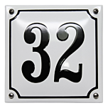 Wit emaille huisnummer gebold 16 x 16 cm kader voorraad
