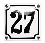 Huisnummerbord van emaille wit extra hoge kwaliteit en gebold 10 x 10 cm