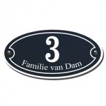 Emaille naambordje ovaal met  sierkader 20 x 10 cm