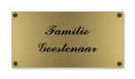 Messing naambord gegraveerd 12 x 6 cm