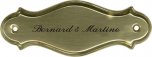 Messing naamplaatje sierlijk gegraveerd 13 x 5 cm