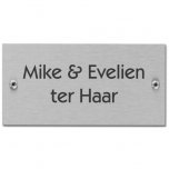Naambordje rvs / inox 11 x 5,5 cm met schroeven of zelfklevend