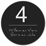 Naambord zwart rond voordeur 30 cm