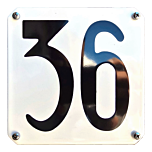 Emaille huisnummer oud Hollands wit 15 x 15 cm