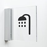 Pictogram Douce van plexiglas met haakse wandhouder