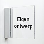 Pictogram Eigen ontwerp van plexiglas met haakse wandhouder