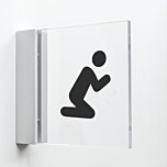 Pictogram Gebedsruimte van plexiglas met haakse wandhouder, luxe design voor binnengebruik
