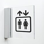 Pictogram Lift van plexiglas met haakse wandhouder