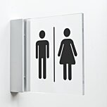 Pictogram Toiletten van plexiglas met haakse wandhouder, luxe design voor binnengebruik