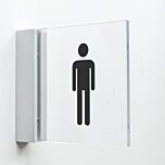 Pictogram WC Heren van plexiglas met haakse wandhouder, luxe design voor binnengebruik