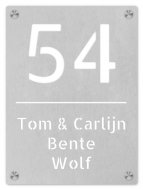 Naambord rvs met uitgesneden tekst