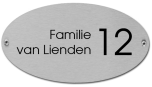 RVS naambord ovaal 20 x 12 cm gegraveerd