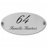rvs naambord ovaal 25 x 12,5 cm met afstandhouders
