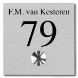 RVS naamplaat met deurbel onder 10 x 10 cm