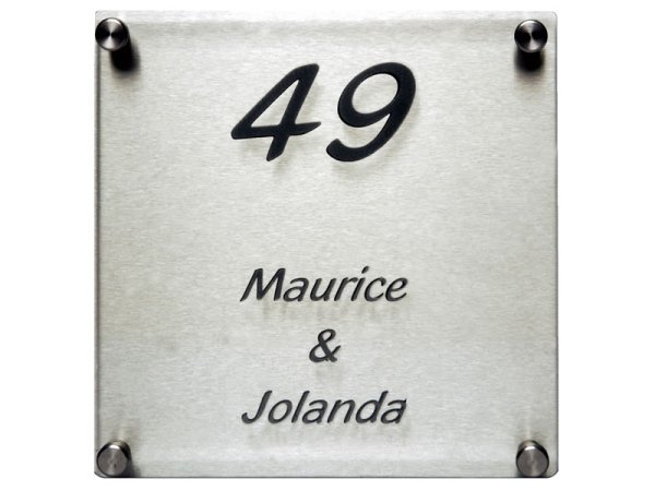 Naambord glas met rvs