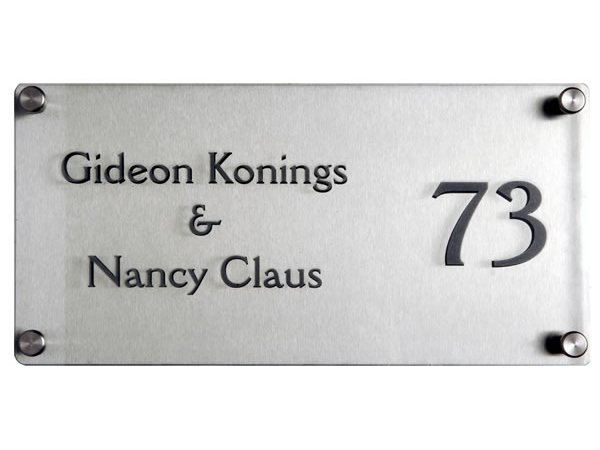 Naambord glas met rvs