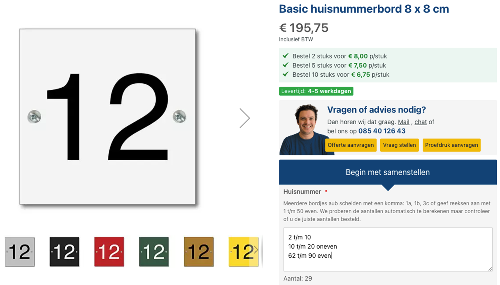 Berekenen nummerbordjes